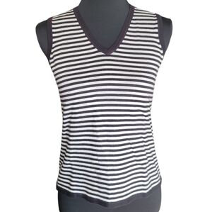 Vintage George striped v-neck sleeveless blouse Size S (4-6)
